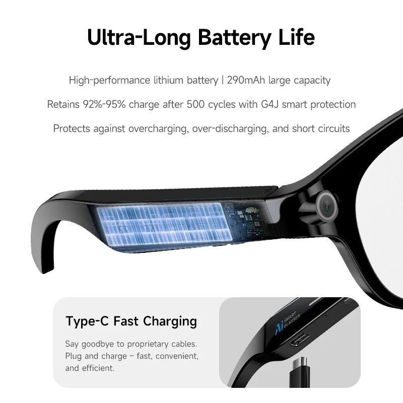 Xiaomi Smart AI Glasses True 800W Video Camera Multifunctional AI Translation Meeting Minutes Music Control Wifi Transmission