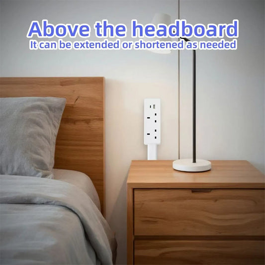 New Electrical Wall Plug Rotates Electrical Outlet Extender Adjustable Length Power Outlets Extender Power Socket for NightStand
