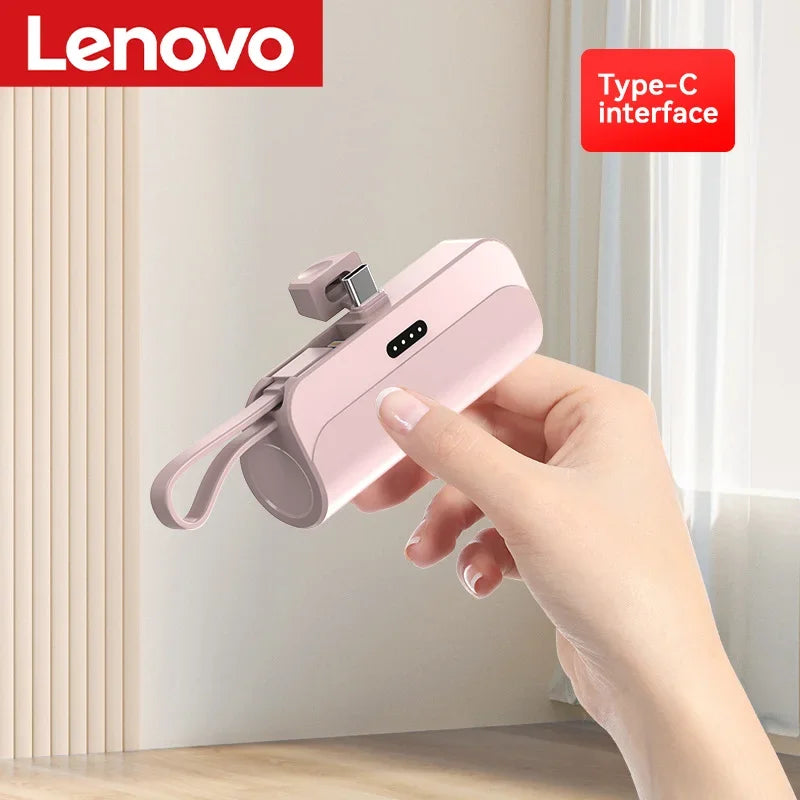 Lenovo 500000mAh Capsule Power Bank High Capacity Super Fast Charging Powerbank  Portable External Battery For All Phones New