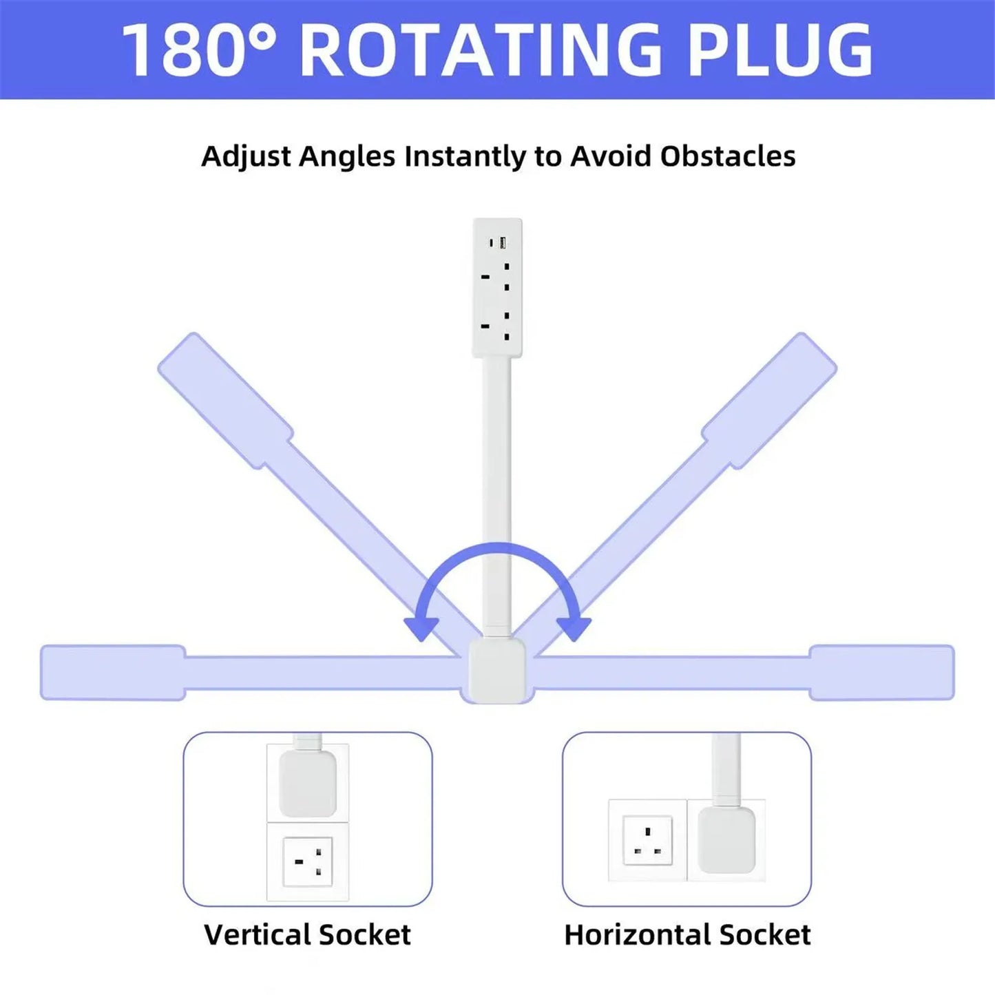 New Electrical Wall Plug Rotates Electrical Outlet Extender Adjustable Length Power Outlets Extender Power Socket for NightStand