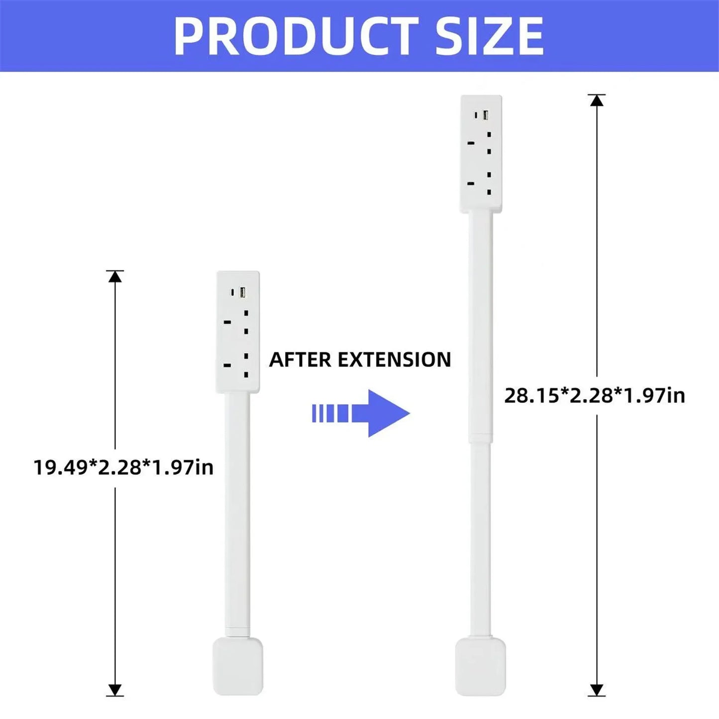 New Electrical Wall Plug Rotates Electrical Outlet Extender Adjustable Length Power Outlets Extender Power Socket for NightStand