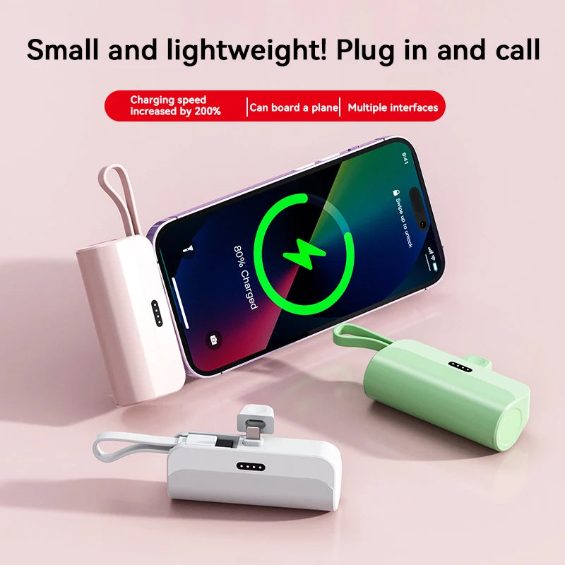 Lenovo 500000mAh Capsule Power Bank High Capacity Super Fast Charging Powerbank  Portable External Battery For All Phones New