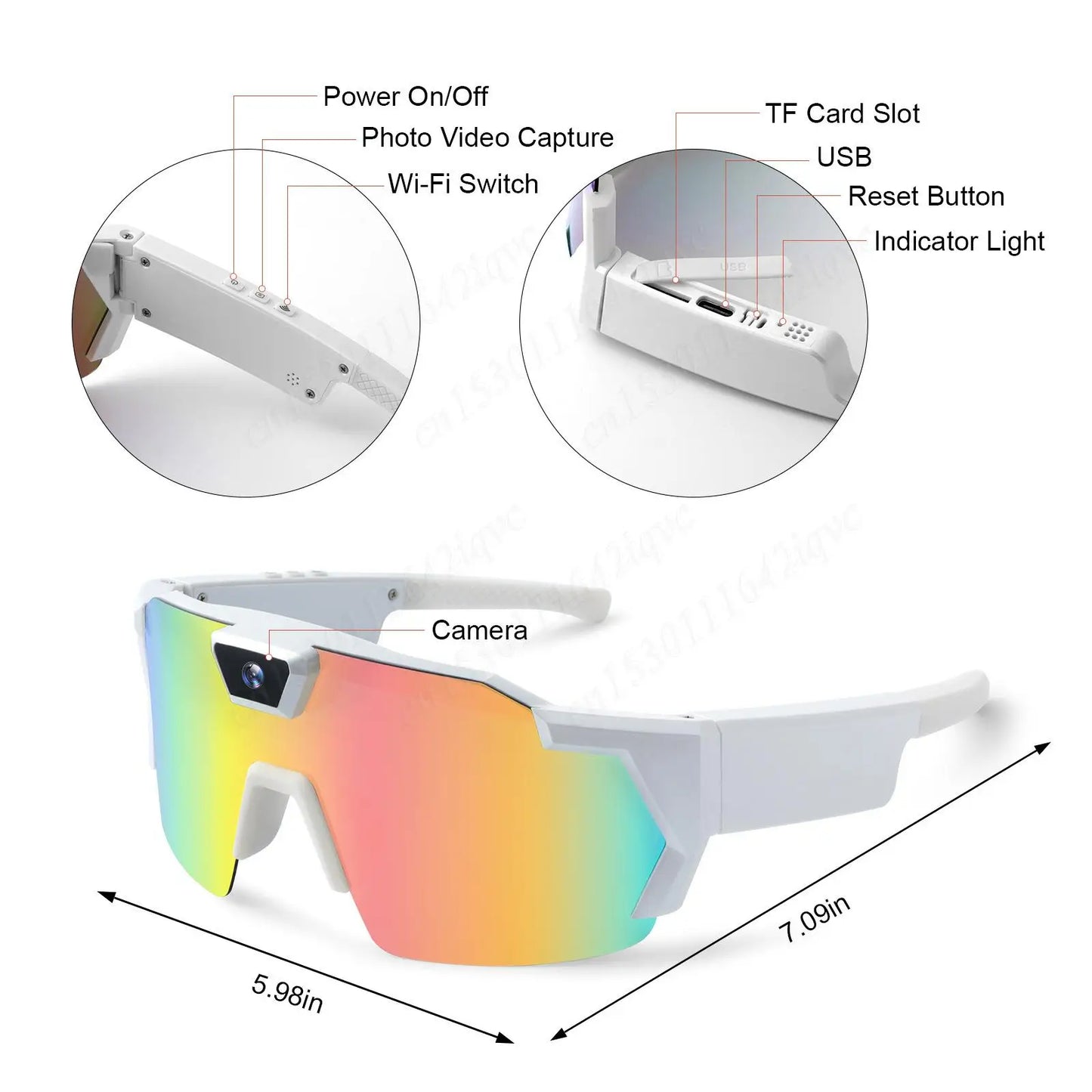 4K HD 1080P POV Sports Glasses with Camera 16GB Action Sunglasses Video Recording Glasses for Outdoor Activity Cycling Hiking