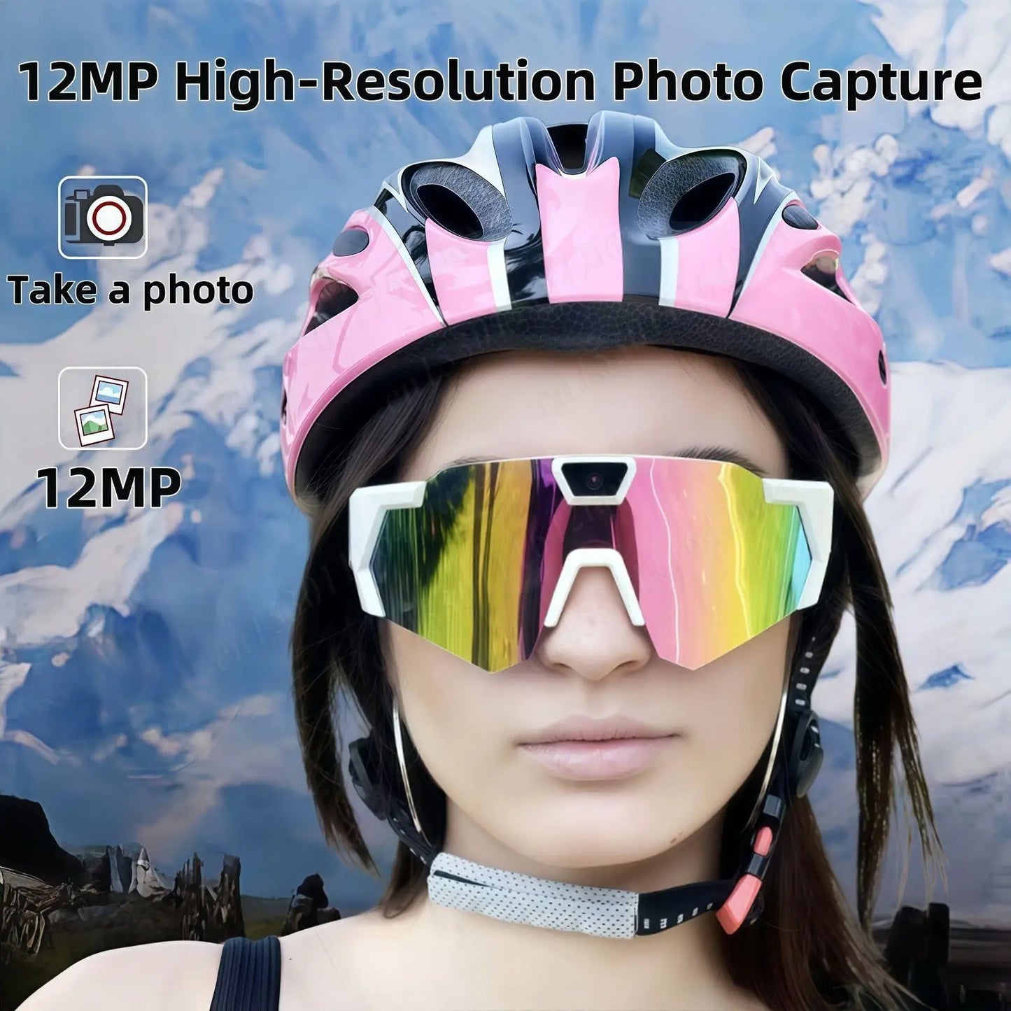 4K HD 1080P POV Sports Glasses with Camera 16GB Action Sunglasses Video Recording Glasses for Outdoor Activity Cycling Hiking