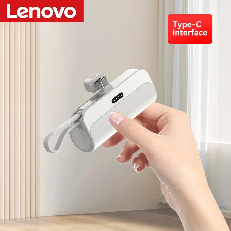 Lenovo 500000mAh Capsule Power Bank High Capacity Super Fast Charging Powerbank  Portable External Battery For All Phones New