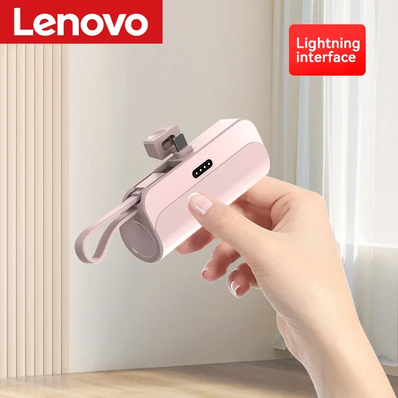 Lenovo 500000mAh Capsule Power Bank High Capacity Super Fast Charging Powerbank  Portable External Battery For All Phones New