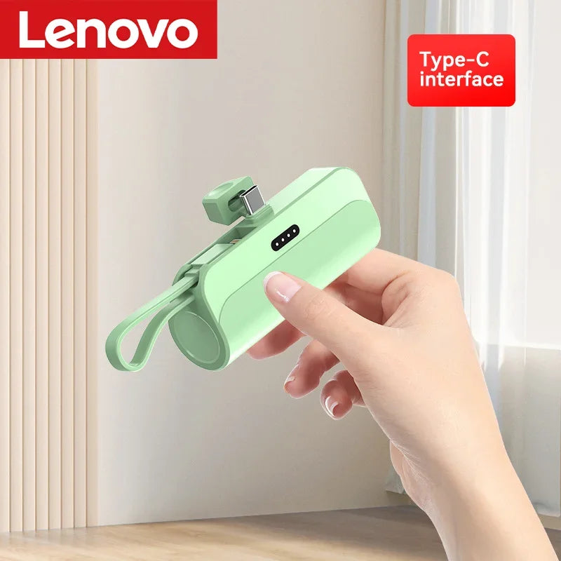 Lenovo 500000mAh Capsule Power Bank High Capacity Super Fast Charging Powerbank  Portable External Battery For All Phones New