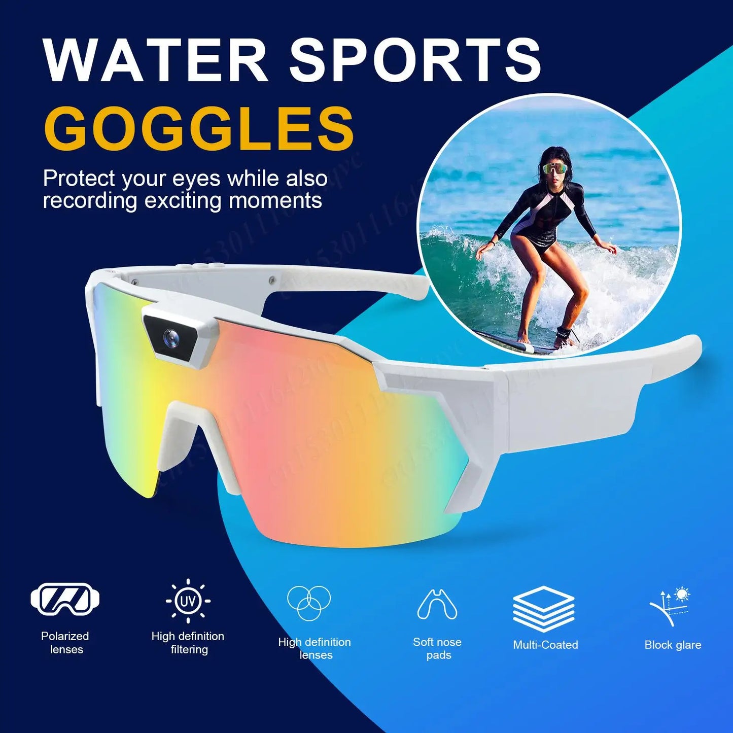4K HD 1080P POV Sports Glasses with Camera 16GB Action Sunglasses Video Recording Glasses for Outdoor Activity Cycling Hiking