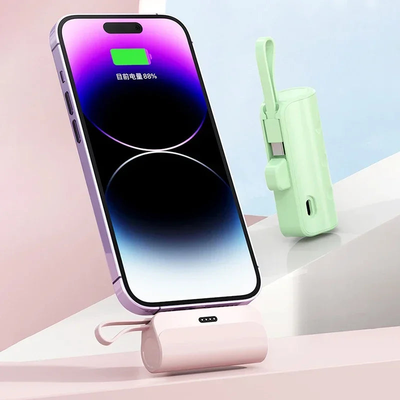 Lenovo 500000mAh Capsule Power Bank High Capacity Super Fast Charging Powerbank  Portable External Battery For All Phones New